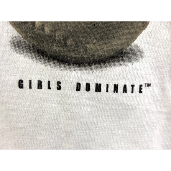 Vtg Big Ball Sports “Girls Dominate” Graphic T-Shirt White Made in USA L NWT - Picture 12 of 13